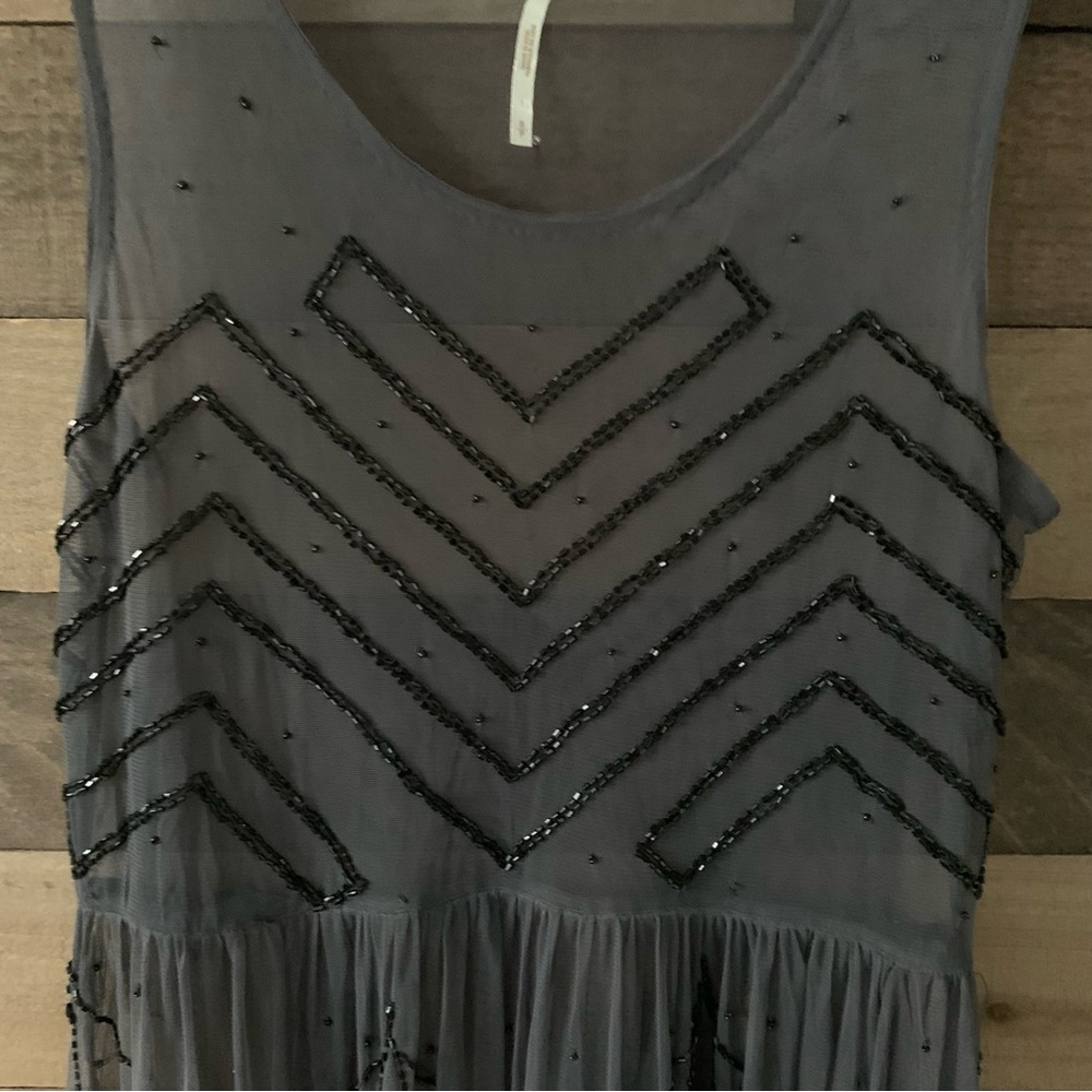 Embellished Black Sleeveless Mesh Fit & Flare Dress - Picture 5 of 5